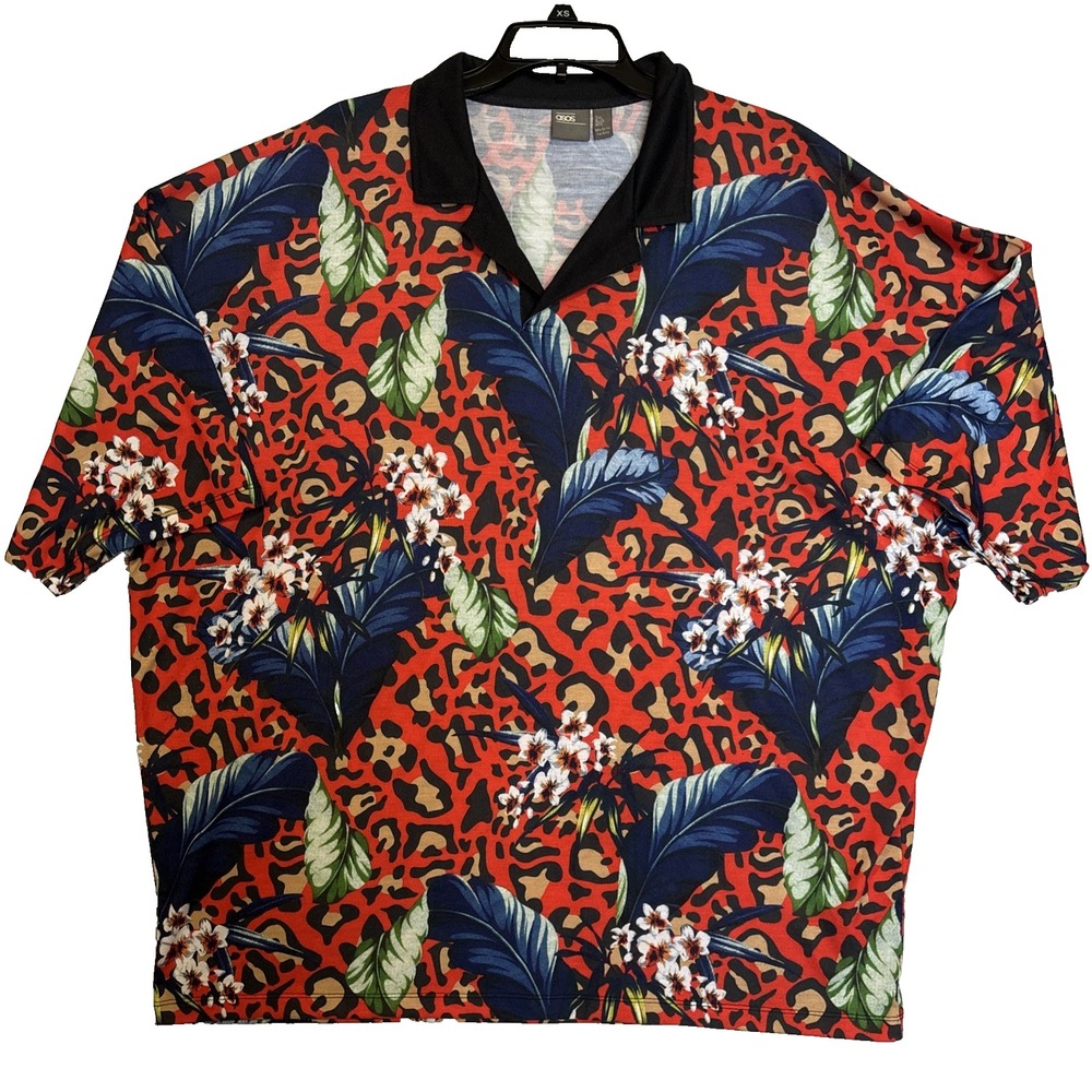 Asos Tropical‎ Floral Short Sleeve Polo Shirt Collar Men's 3XL Turkey